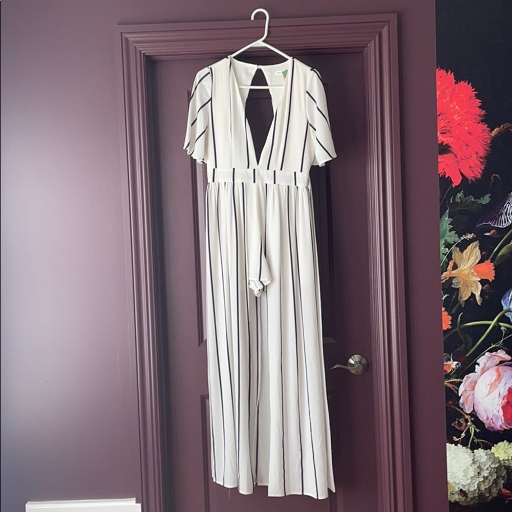 Fun black and white high-low romper